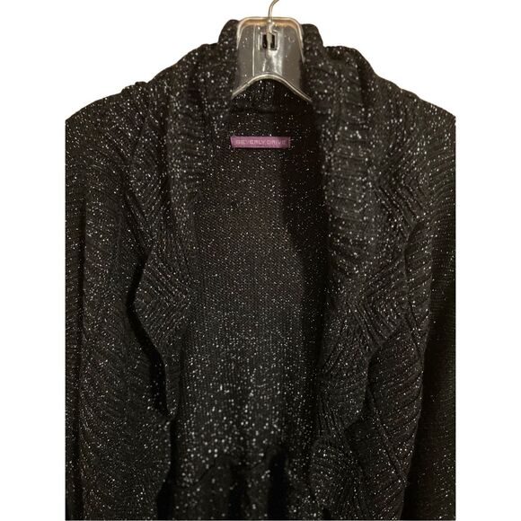 Beverly Drive Women’s Size L Open Cardigan Sweater Ruffled Scalloped Bling - Picture 2 of 12